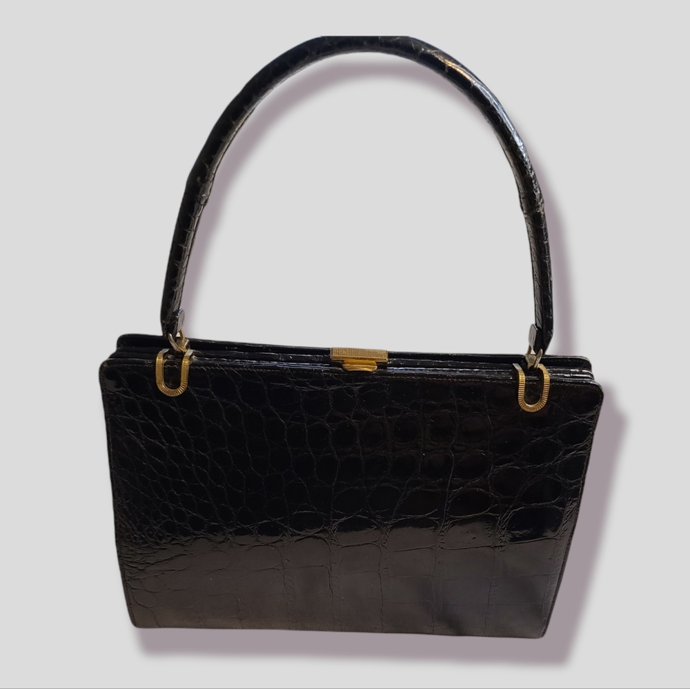 Vintage Bellstone Exotic leather black handbag